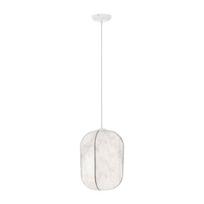 Baltos spalvos iš metalo kabantis šviestuvas ø 30 cm su tekstiliniu gaubtu Pierida – Nova Luce