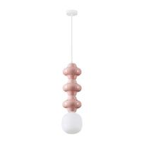 Baltos spalvos/šviesiai rožinės spalvos iš keramikos kabantis šviestuvas ø 18 cm su stiklo gaubtu Clio – Nova Luce