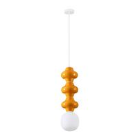 Baltos spalvos/oranžinės spalvos iš keramikos kabantis šviestuvas ø 18 cm su stiklo gaubtu Clio – Nova Luce
