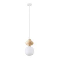 Baltos spalvos/kreminės spalvos iš keramikos kabantis šviestuvas ø 18 cm su stiklo gaubtu Clio – Nova Luce