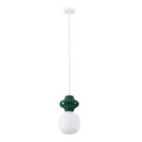 Baltos spalvos/smaragdinės spalvos iš keramikos kabantis šviestuvas ø 18 cm su stiklo gaubtu Clio – Nova Luce