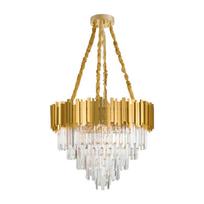 Auksinės spalvos iš metalo kabantis šviestuvas ø 73 cm su krištoliniu gaubtu Grane – Nova Luce