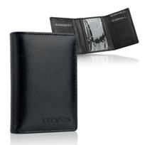 Juodas odinis RFID dėklas kortelėms ir automobilio registracijos liudijimui STEVENS D40040