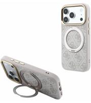 Rožinis dėklas Apple iPhone 18 Pro Max telefonui "Guess PU 4G Ring Stand MagSafe Case"