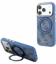 Mėlynas dėklas Apple iPhone 18 Pro Max telefonui "Guess PU 4G Ring Stand MagSafe Case"