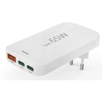 Hama 00125144 mobiliojo įrenginių įkroviklis, 65 W, 2x USB-C, 1x USB-A, GaN, Power Delivery 3.0, Quick Charge 2.0/3.0, baltas