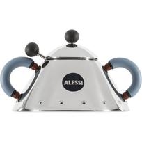 Cukrinė su šaukšteliu Alessi 9097, 20 ml, sidabrinė / šviesiai mėlyna