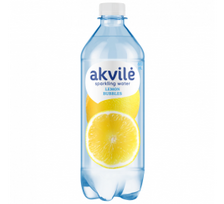 Stalo vanduo AKVILĖ su citrinos aromatu, gazuotas 0,6L, PET 12vnt (kaina su užstatu už tarą)