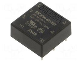 Converter: DC/DC | 20W | Uin: 18÷75VDC | Uout: 12VDC | Iout: 1667mA | THT