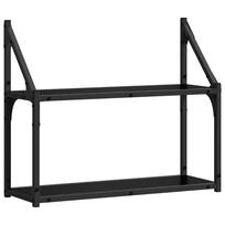 vidaXL Sieninė lentyna Sieninis juoda ąžuolo 60 x 21 x 51 cm
