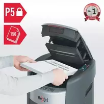 Rexel ShredMax AutoFeed+ 150M P-5 kryžminio pjovimo dokumentų smulkintuvas, 150 lapų automatinis padavimas, 15L talpa