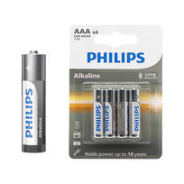 Akumuliatoriai ir baterijos // AA, AAA ir kitų dydžių baterijos, įkrovikliai – galima užsakyti // Bateria alkaliczna Philips LR03 4szt./bl.