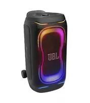 JBL PartyBox 330 nešiojamas vakarėlių garsiakalbis su 240W RMS, 18 val. baterija, IPX4 atsparus vandens purslams, Bluetooth 5.1, dinamiškas šviesų šou, ratukais ir teleskopine rankena, juodas