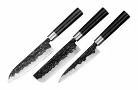 SAMURA Blacksmith 3 dalių peilių rinkinys - šefo, universalių ir smulkių darbų peiliai - AUS-8 plienas, G-10 rankenos