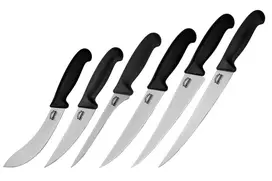 SAMURA SBU-0260 Butcher 6 dalių peilių rinkinys su galandimo strypu ir ritiniu