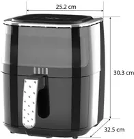 QUIN 4,5 L skaitmeninė karšto oro gruzdintuvė, 1500 W, 80–200 °C, 60 min. laikmatis, 8 programos, juoda