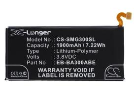 1900 mAh for Samsung EB-BA300ABE,GH43-04381A,GH43-04381B