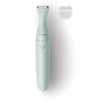 PHILIPS Essential Bikini Trimmer BRT398/15, saugus skutimasis jautrioms vietoms, šlapias ir sausas, 3 ilgio nustatymai, maitinamas baterija, baltas su rožiniais akcentais