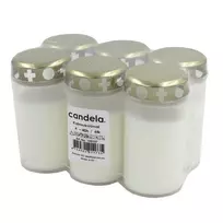 CANDELA kapų žvakės su dangteliais, rinkinys iš 6, degimo laikas ~40h, baltos