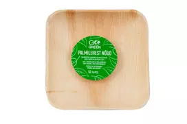 GoGreen Areca palmių lapų lėkštės 15x15 cm kvadratinės 10 vnt. pakuotė natūralios vienkartinės