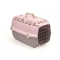 STEFANPLAST Horizon 1 transportavimo narvas su metalinėmis durimis 48x32x30cm rožinis/pilkas