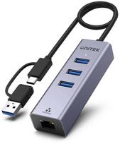 Unitek Hub USB C 4w1 Ethernet 3 x USB A 5Gbps z adapterem USB A
