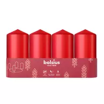BOLSIUS cilindrinė žvakė 4 vnt. Ø100x48 mm raudona