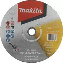 Makita E-13764 pjovimo diskas 230 mm, 22,23 mm vidinė anga, 1,9 mm storis, metalui ir nerūdijančiam plienui