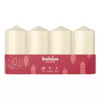 BOLSIUS LED žvakės cilindro formos 4 vnt. Ø100x48mm kreminės spalvos su laikmačiu