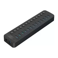 ORICO CT2U3-13AB-EU-BK-BP 13 prievadų USB 3.0 šakotuvas su 60W maitinimo adapteriu, juodas