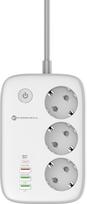 Listwa sieciowa Forcell F-Energy 3x schuko, USB-C 30W, 3x USB-A QC3.0 PD WiFi Tuya 2500W 10A
