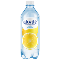 Table water AKVILĖ lemon flavoured, carbonated 0,6L, PET 12pcs