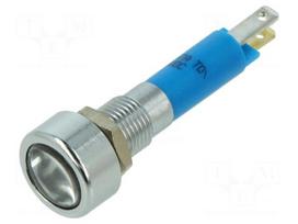 Indicator: LED | flat | blue | 24VDC | Ø8mm | IP67 | connectors | with lens