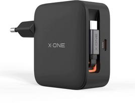 charger X-One Sieciowa ChargeGo GaN 65W ze zwijanym kablem USB C i portem typ C - czarna | 5903396469114 | 5903396469114