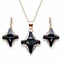 Papuošalų rinkinys moterims „Crystal Rhombus II (Graphite Lite Chrome)“ su Swarovski® kristalais