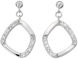 Sidabriniai auskarai su Behold deimantais Hot Diamonds
