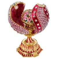 Faberge stiliaus susuktas kiaušinis su gėlių krepšeliu
