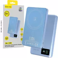 Blavec Power Bank 10000mAh BJ-03 Slim 13,5mm – Typ C – 22,5W magnetyczny indukcyjny Magsafe 3 w 1 (PBBJ03-MC10LB) Šviesiai mėlynas aliuminio