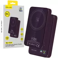 Blavec Power Bank 10000mAh BJ-04 Slim 13,5mm – Typ C – 22,5W magnetyczny indukcyjny Magsafe 3 w 1 (PBBJ04-MC10P) violetinė stiklinis