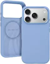 Liavec šilkinis dėklas su metaliniu kameros rėmeliu, skirtas iPhone 18 Pro Max/17 Pro Max, šviesiai mėlynas