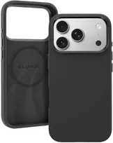 Liavec šilkinis dėklas su metaliniu kameros rėmeliu, skirtas Iphone 18 Pro/17 Pro, juodas