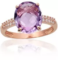 Diamond Sky Jewelry Auksinis žiedas su cirkoniais ir ametistais „Karališkas Ametistas IV“