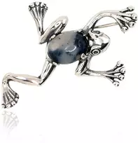 Diamond Sky Jewelry Sidabrinė sagė su agatu „Frog“