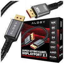 Alogy DisplayPort 2.1 kabelis, 3 m, monitoriui, DP 4K/240 Hz, DSC, FreeSync, G-Sync