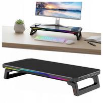 Alogy monitoriaus stovas su RGB apšvietimu, USB šakotuvu, 3× USB-A ir USB-C jungtimi