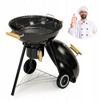 Anglinis grilis Premium su dangčiu, apvalus, 44 cm grotelės, ratukai, peleninė