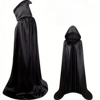 Halloween Cloak Cape Costume Black Wizard Robe Grim Reaper Cosplay Outfit for Adults Kids Party Stage Performance Decoration 110cm  juoda