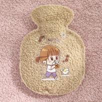 320Ml Soft  Water Bottle Winter Hand Warmer Cute Kawaii Water Bottle For Girls Portable Waist Hand Bed Warm Bottles beige