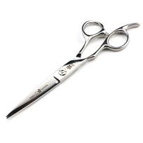 6,0 colio kairiarankiams vyšnių žiedų formos XGZ-02 kairiarankių plaukų žirklės, tiesaus pjovimo dantukai, plonos žirklės 6.0inch left-hand flat scissors white