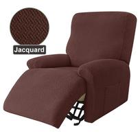 Premium Knitted Recliner Sofa Cover Jacquard Stretch Sofa Covers Elastic Sofa Protector Home Pets Anti-Scratch Couch Cover 1 Seater gray